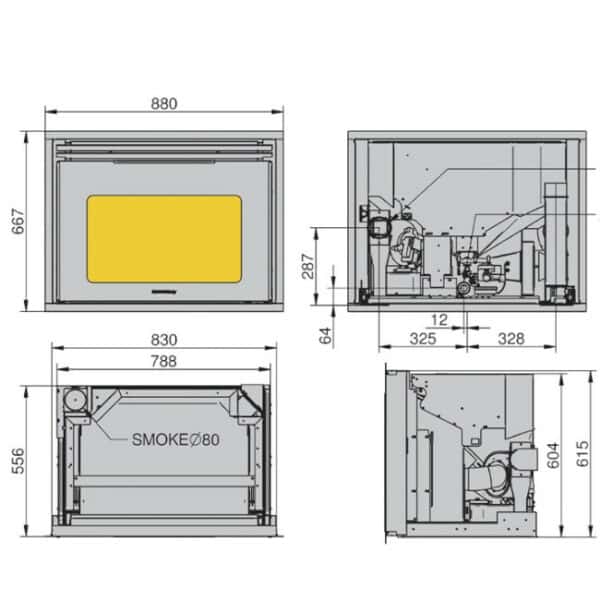 Insert a granulés Vivace Gaio Glass dimensions