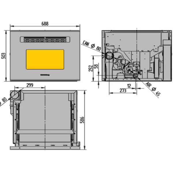 Insert a granulés Vivace Piano Glass dimensions